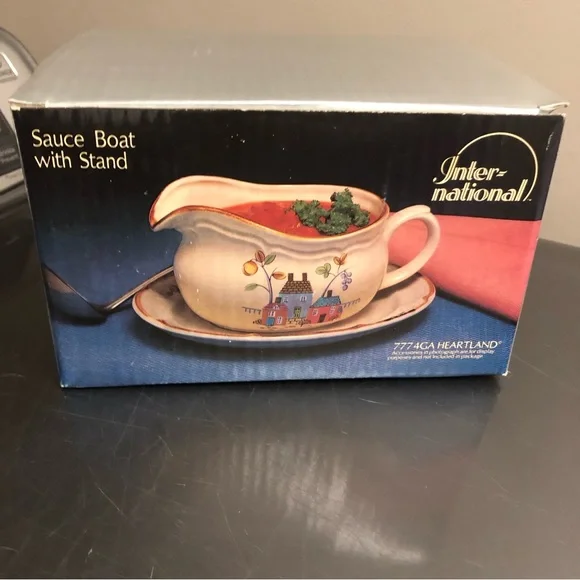 Vintage Gravy Boat With Plate International China Heartland Stoneware Japan 7774 - Picture 5 of 10